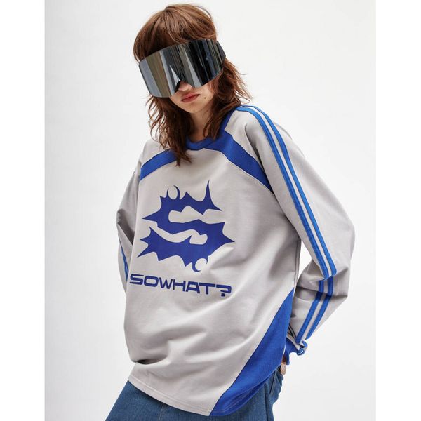 Лонгслив джерси серый / синий - фото 3