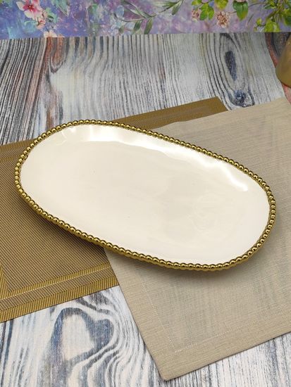 Блюдо сервировочное овальное 35,5х22х3 см. Бусины