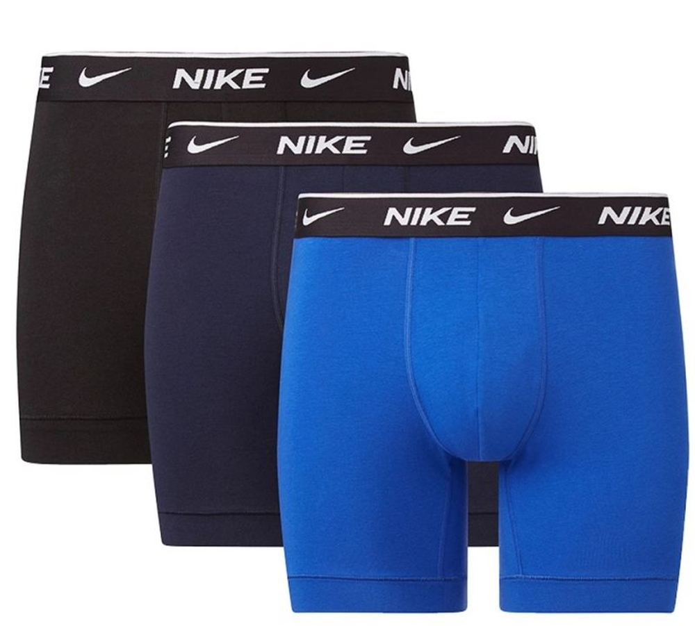 Боксерки теннисные Nike Everyday Cotton Stretch Brief 3P - obsidian/game royal/black