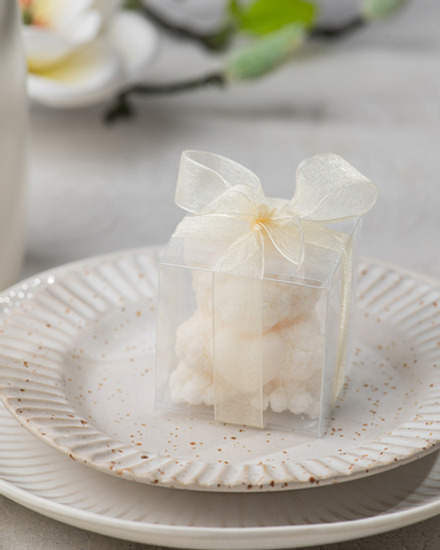 Свеча-бонбоньерка в подарок гостям в коробочке - медвежонок