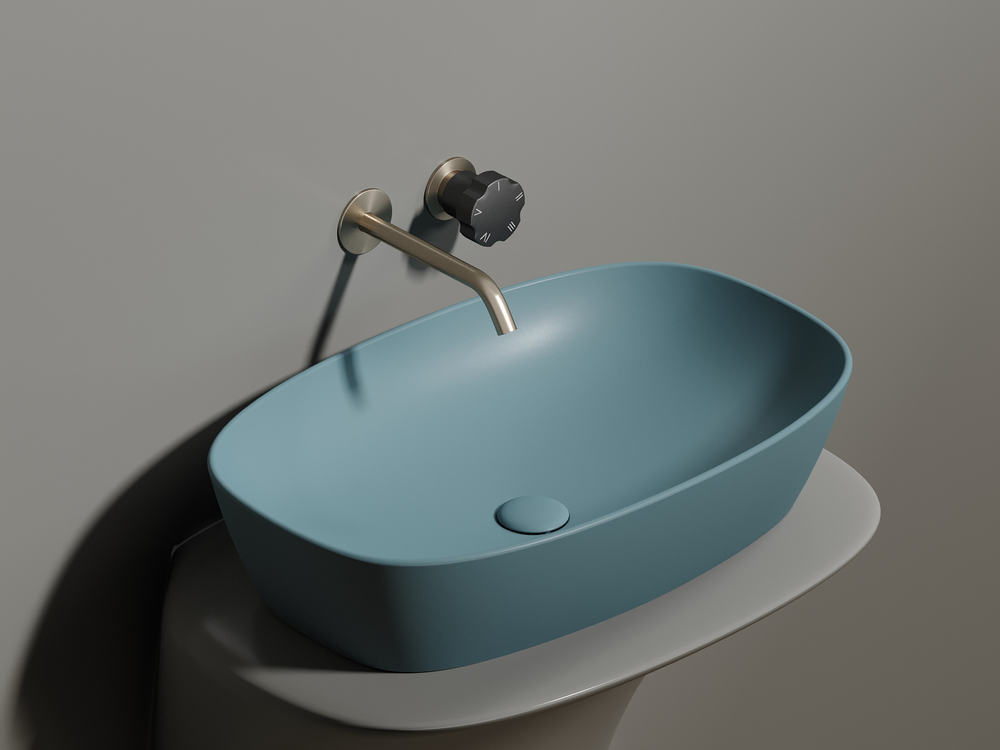 Умывальник чаша накладная овальная (цвет Зеленый Матовый) Element 610x385x140мм