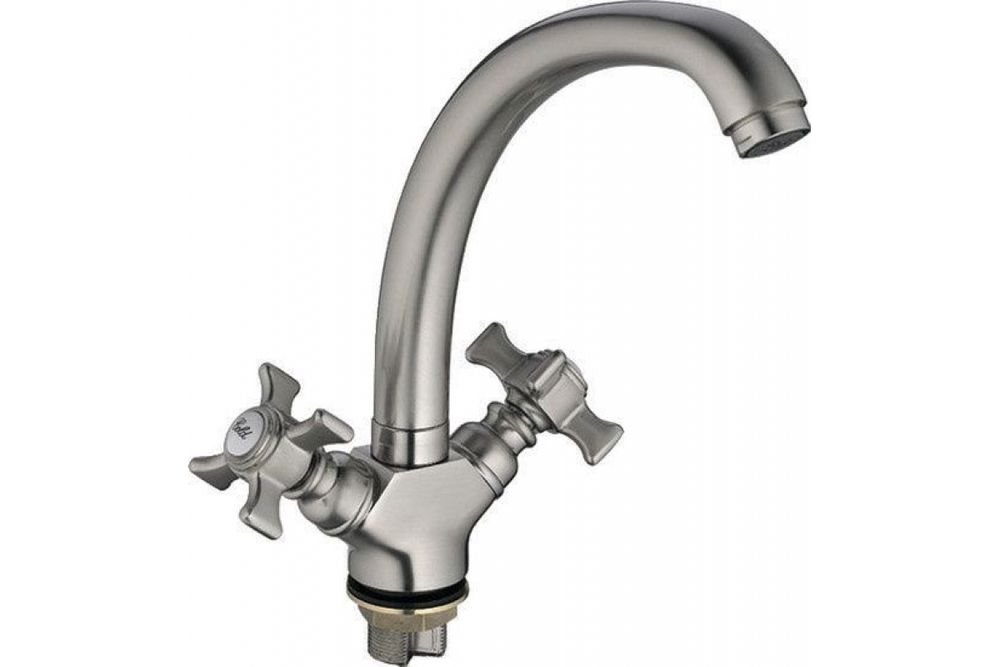 Смеситель LEDEME кухня 5911А крест САТИН