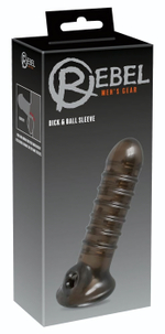 Насадка на пенис Rebel smoke с рёбрышками и отверстием под мошонку (Цвет: дымчатый)