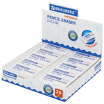 Ластик большой BRAUBERG EXTRA, 60×24×11 мм, белый, ( 4 штуки ), прямоугольный, экологичный ПВХ, картонный держатель.