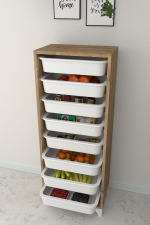 Стеллаж DORA с 8 выдвижными ящиками - дуб