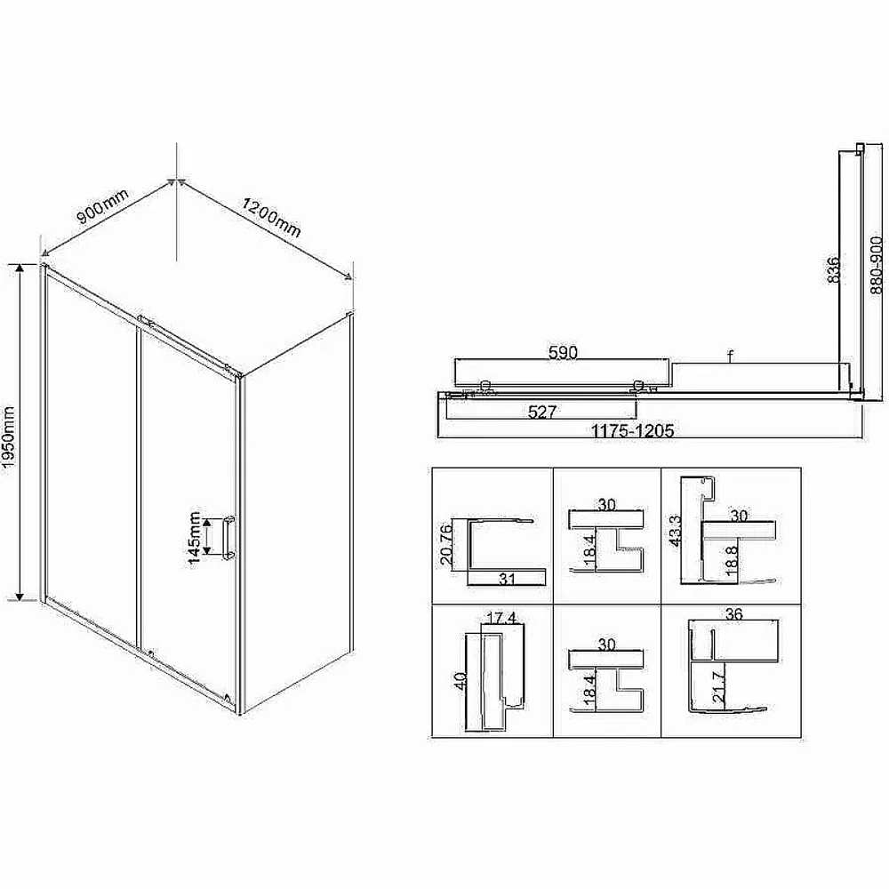 Душевой уголок Vincea City VSR-5CT9012MT 120x90 стекло текстурное/профиль хром
