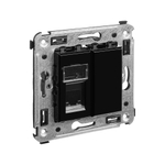 Телефонная розетка RJ-12 в стену одинарная, "Avanti", "Черный квадрат"