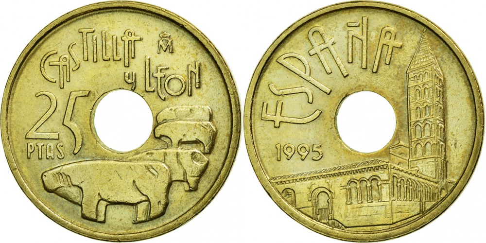 Испания 25 песет, 1995 Кастилия и Леон XF