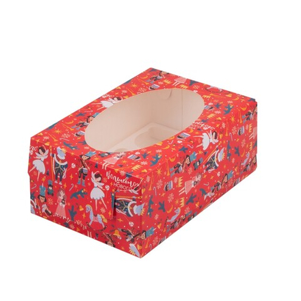 Коробка на 6 капкейков НОВОГОДНЯЯ «Щелкунчик», 23,5×16×10 см