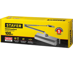 STAYER MAXComfort, до 100 кг, цвет серебро, дверной доводчик (37915-100)
