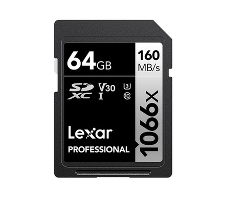 Карта памяти Lexar Professional 1066x Silver SDXC 64GB UHS-I U3 V30, R/W 160/70 МБ/с