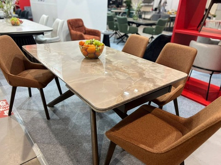 Стол М-City DISAUR Эдер (Eder) 160 Амбер Жаде (Gloss Amber Jade Solid Ceramic), Орех