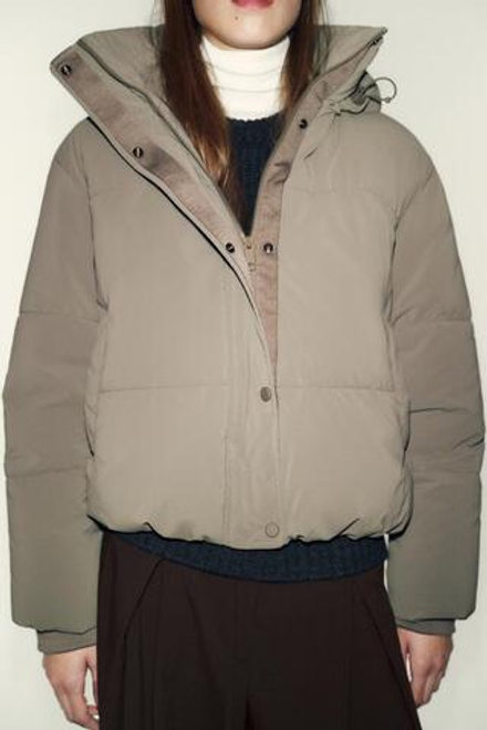 ZARA КОРОТКИЙ АНОРАК С КАПЮШОНОМ WATER REPELLENT WINDPROOF, РЫЖЕВАТО-КОРИЧНЕВЫЙ