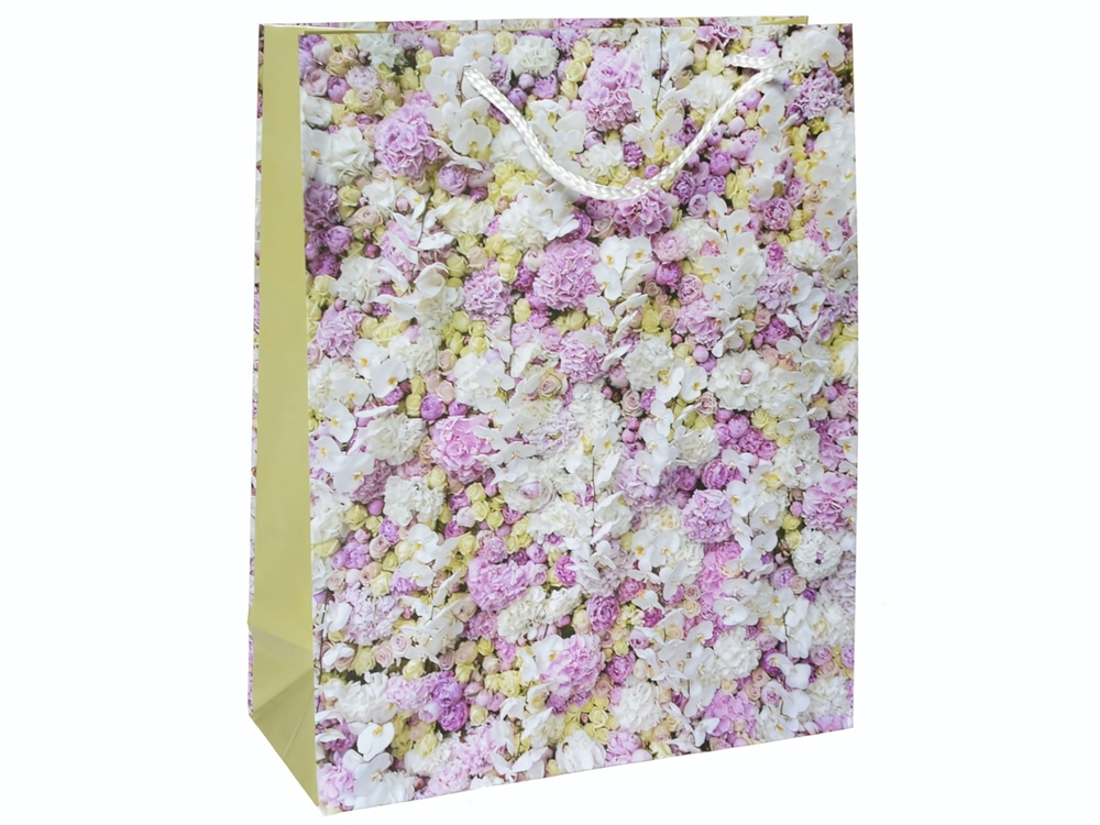 Пакет бумажный 26*32*10см с ручками "Цветы" микс