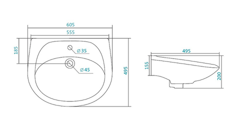 Раковина Santek "Бриз-55", белая (1.WH11.0.460)