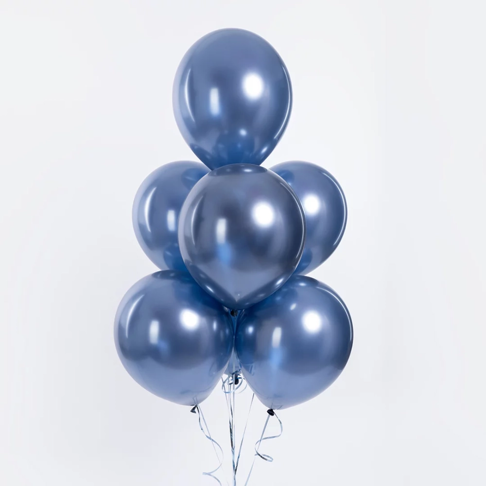 Шары "ХРОМ темно-синие" 35 см (летают от 3-х дней)