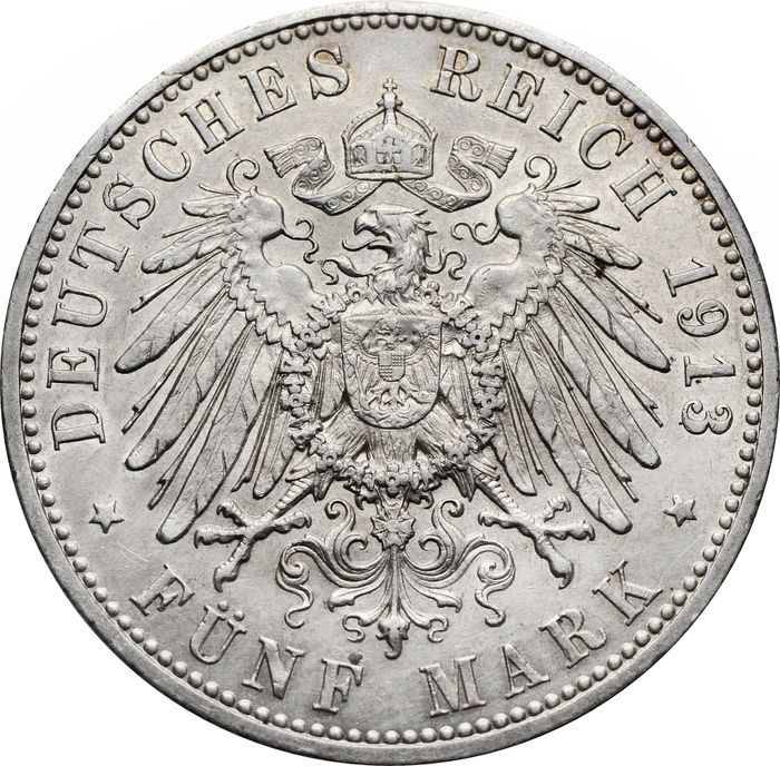 5 марок 1913 Германская империя (Пруссия) XF
