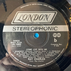 Винтажная виниловая пластинка LP Ray Charles Come Live With Me (Югославия 1974)