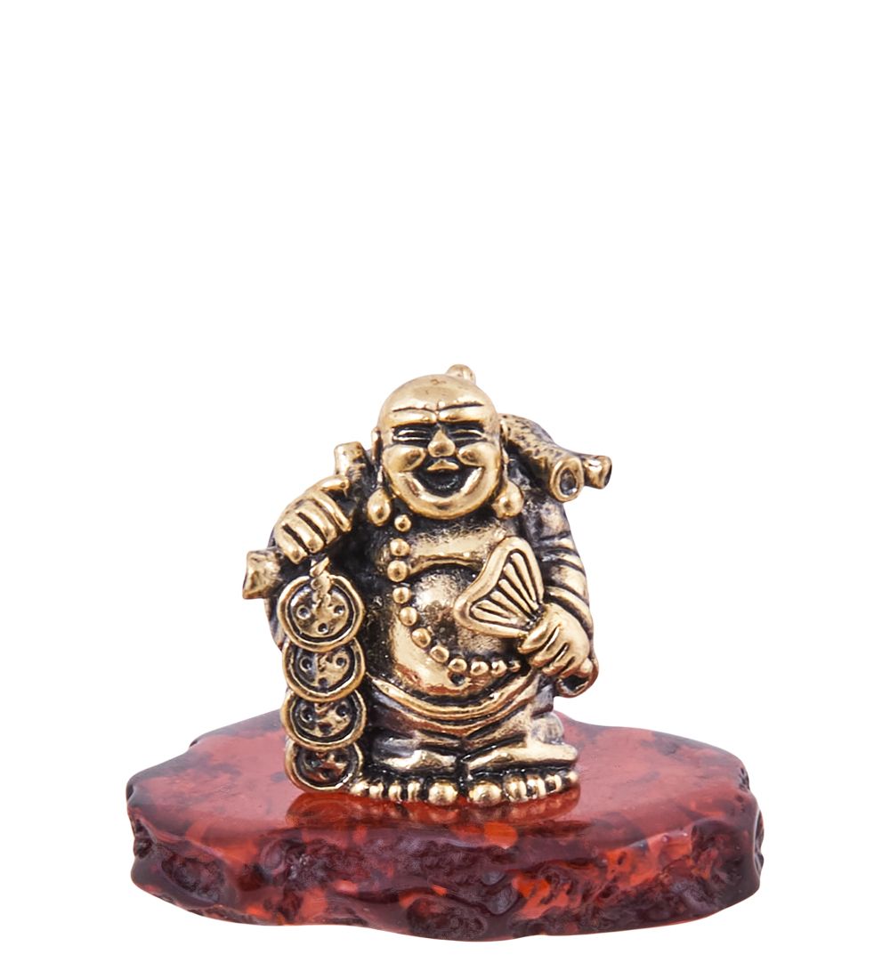 Народные промыслы AM-3876 Фигурка «Хотей Благополучие» (латунь, янтарь)