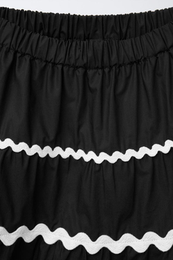 ZARA ЮБКА-ШОРТЫ ИЗ ПОПЛИНА С ВОЛНИСТЫМИ ДЕТАЛЯМИ, ЧЕРНЫЙ