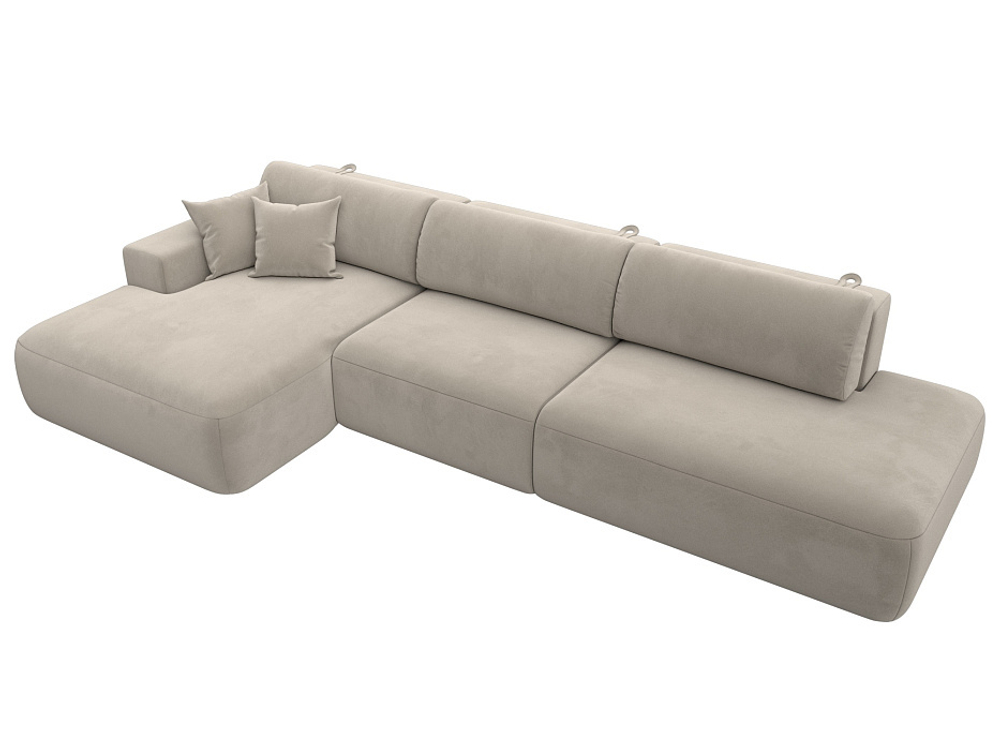 Диван угловой Лига-036 НПБ Модерн Лонг левый угол МИКРОВЕЛЬВЕТ Бежевый