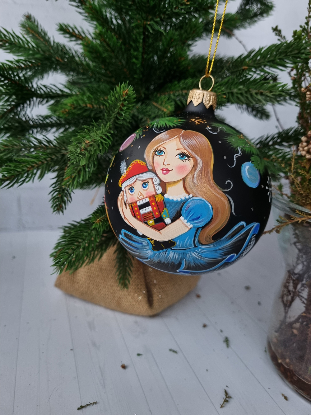 Шар стеклянный Щелкунчик,  ручная роспись