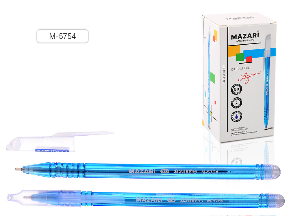 Ручка масляная 0.7мм MAZARI "Azure" M-5754 синяя