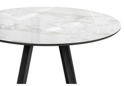 Стеклянный стол Норфолк 100х78 белый мрамор / черный