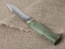 Нож "Щукарь", сталь Bohler N690, рукоять зеленая стабилизированная береза