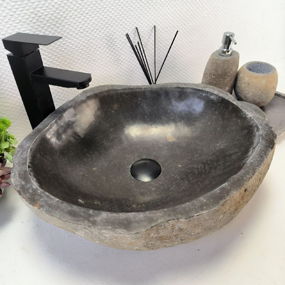 Каменная раковина из речного камня RS-63554 (47*42*15) 0122