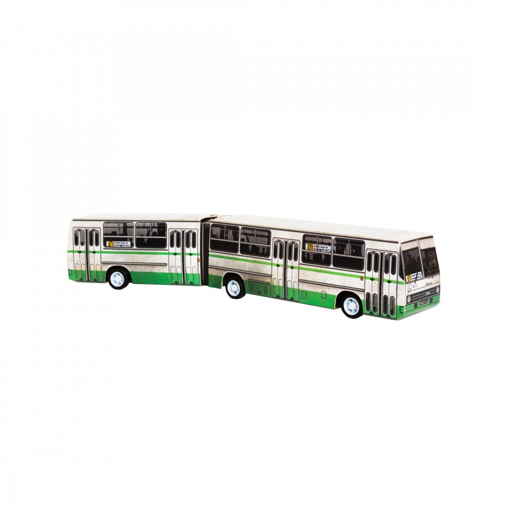 Автобус-гармошка (бело-зеленый)1:87 Сборная модель из картона.
