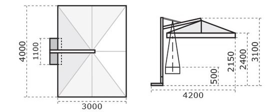Зонт профессиональный Galileo Wood 3000х4000 слоновая кость Scolaro Италия