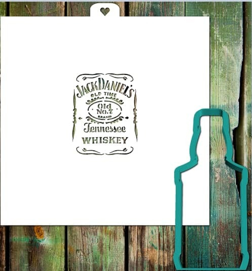 Вырубка для пряника, печенья, мастики "Виски Jack Daniels" + трафарет