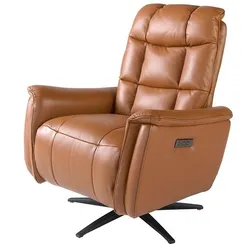 Поворотное кресло-реклайнер Angel Cerda 5117 из коричневой кожи