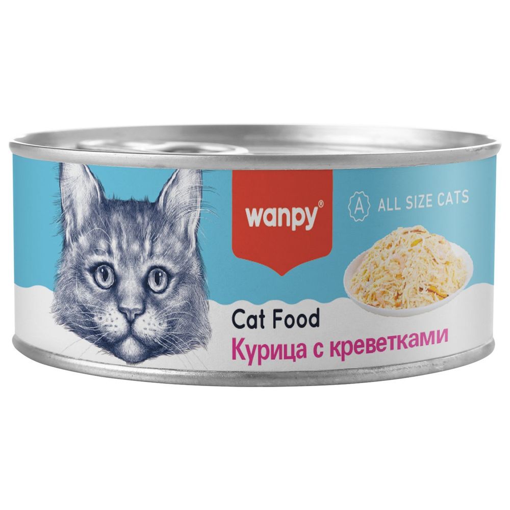 Wanpy Cat Консервы для кошек Курица с креветками 24х95г