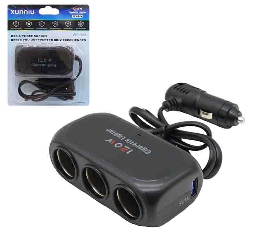 Разветвитель в прикуриватель Xunniu WT-D23 (черный)