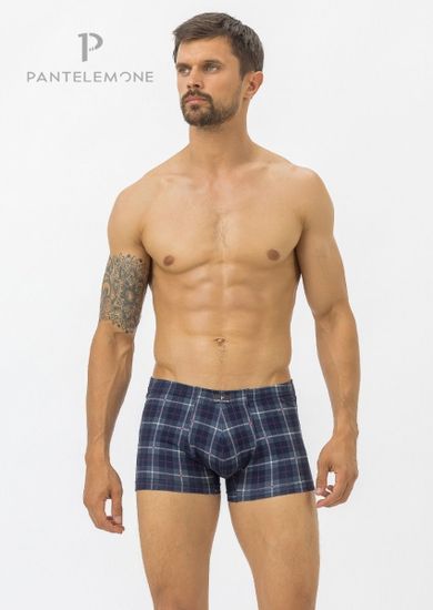 Трусы мужские боксеры для больших мужчин Pantelemone PMHB-1221, клетка темно-синяя