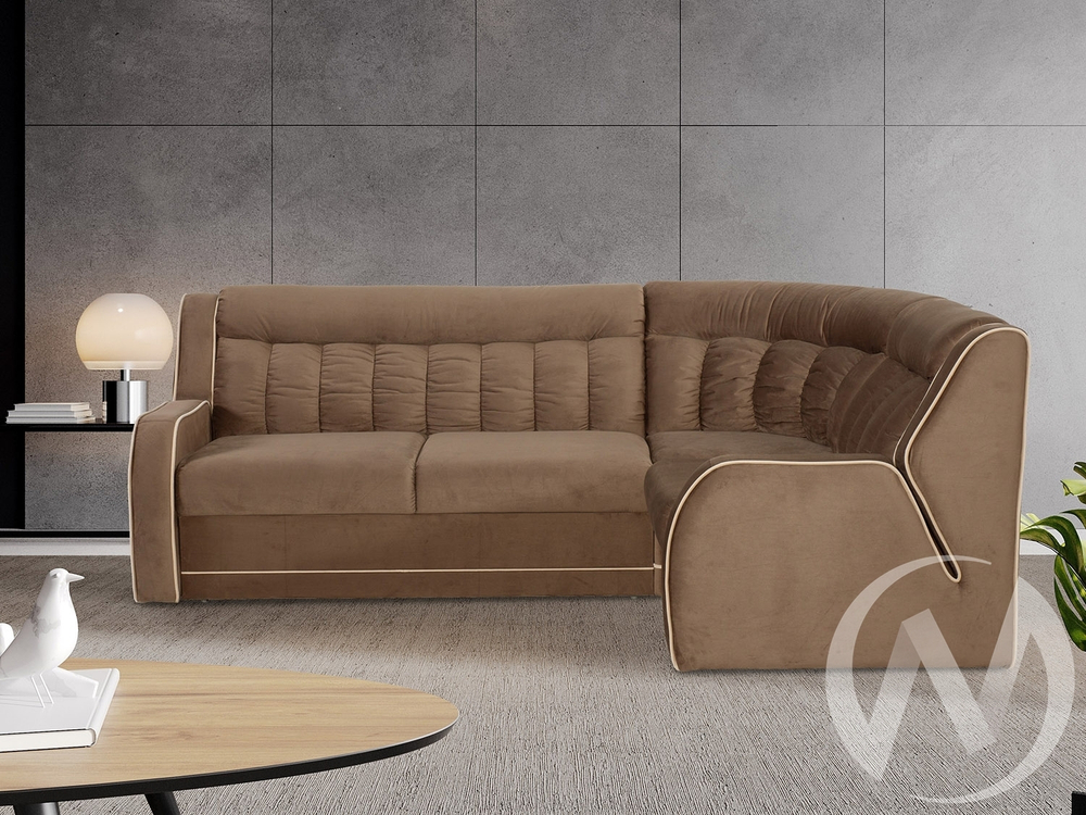 Диван угловой Блистер 2 (ДУ) GROUND 03 (коричневый) GROUND 01 (бежево-кремовый)