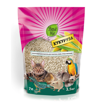 Зверье мое наполнитель кукурузный для грызунов, кошек, птиц, 3,5кг