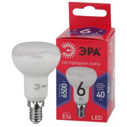 Лампа светодиодная ЭРА RED LINE LED R50-6W-865-E14 R 6Вт рефлектор холодный дневной свет E14 | Лампы cветодиодные Рефлектор (R )