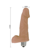 Телесный мини-вибромассажер с мошонкой - 12,5 см. (Цвет: телесный)