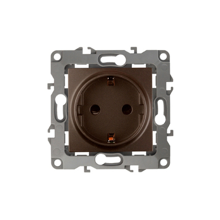 Розетка ЭРА Серия 12 12-2102-13 2P+E Schuko со шторками 16A-250В IP20 бронза