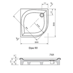 Акриловый поддон для душа Ravak Galaxy Elipso PAN 90х90 A227701410 Белый