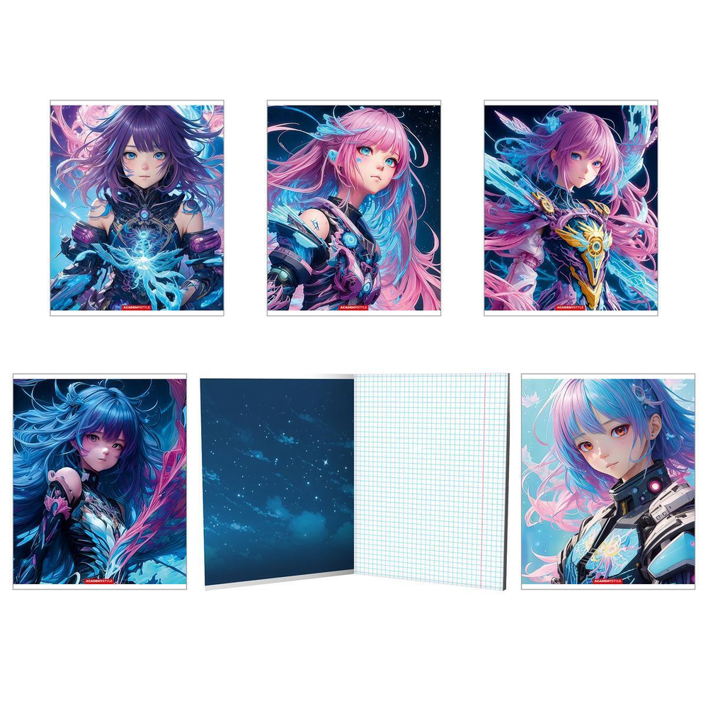 Тетрадь А5 48л клетка "Яркие девушки" (Академия Групп)