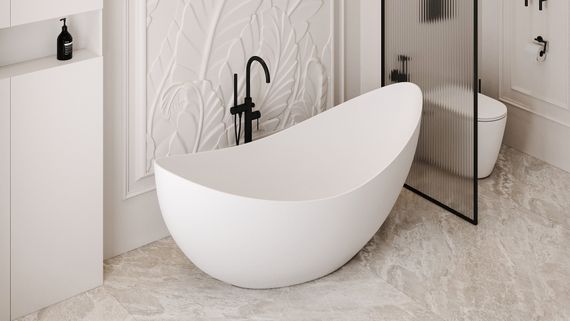 Ванна из искусственного камня ABBER Stein AS9633 белая матовая