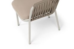 "Бордо" стул плетеный из роупа, каркас алюминий светло-серый (RAL7035) шагрень, роуп серо-коричневый 23мм, ткань Neo ash