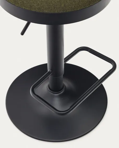 Барный табурет Zaib, 58-80 см, темно-зеленый шенилл, черная ножка