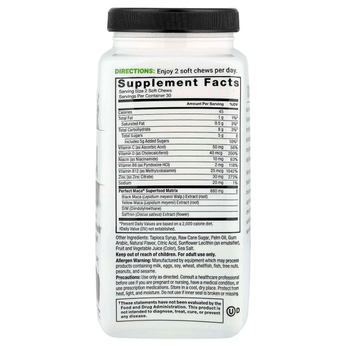 Force Factor, Perfect Maca®, темная вишня, 60 жевательных таблеток