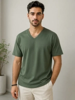 Футболка мужская повседневная однотонная хлопок