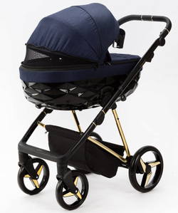 Детская коляска Adamex Quantum Special Edition 2 в 1 Q-TK677 (Т.СИНИЙ+ЗОЛОТО РАМА)